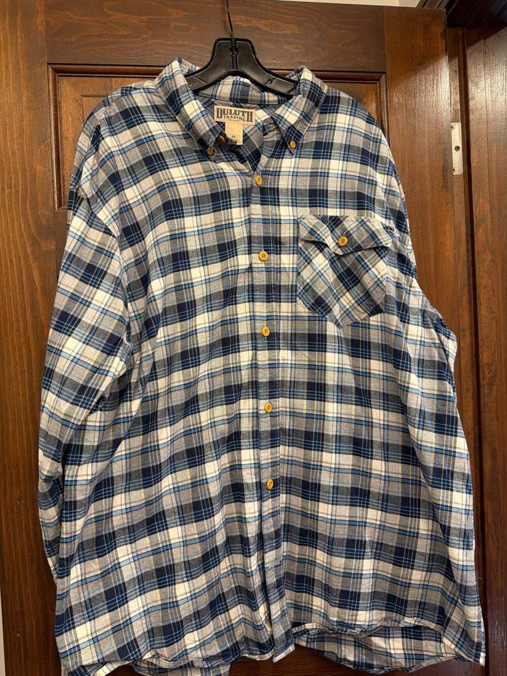 Duluth Trading‎ Co. Men's XL Free Swingin' Flannel Shirt Blue Plaid